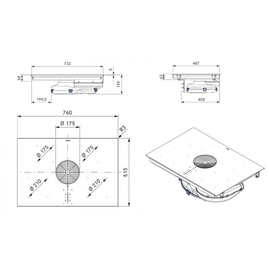 BORA PURE PURU2 - Indukcijska kuhalna plošča z vgrajeno napo - obtočna izvedba