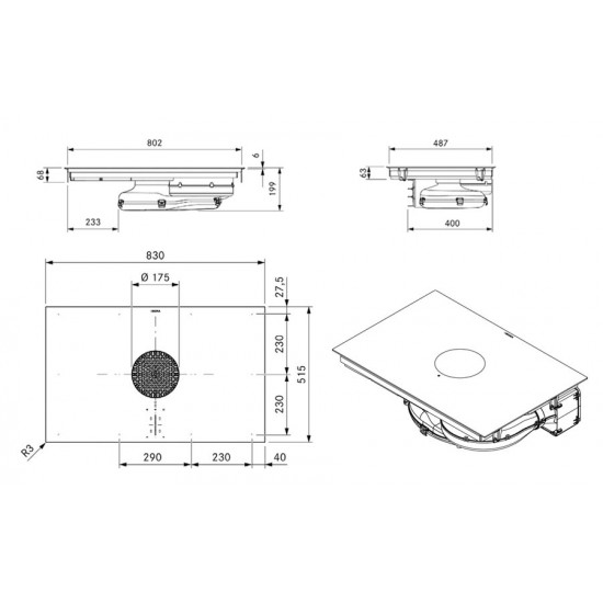BORA X Pure PUXA2R - Indukcijska kuhalna plošča z vgrajeno napo - odvodna izvedba, sijaj