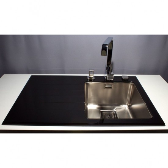 SINK SOLUTION R LINE 860*540 ČRNA - Pomivalno korito z odcejalnikom levo