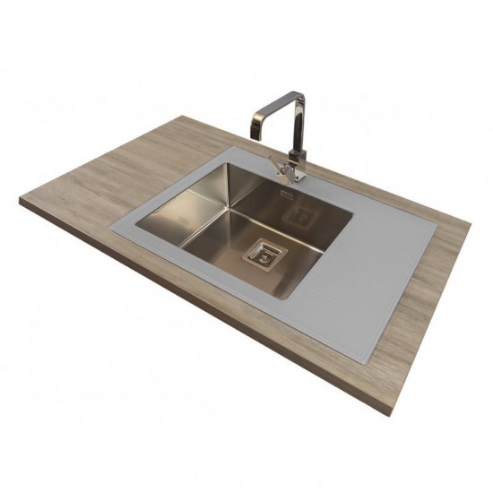 SINK SOLUTION X LINE SIVA - Pomivalno korito z odcejalnikom desno