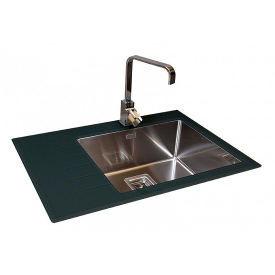 SINK SOLUTION X LINE 780*540 ČRNA - Pomivalno korito z odcejalnikom levo