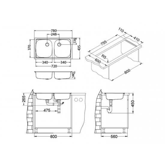 ALVEUS BASIC 160 LEI FI60 INOX - Pomivalno korito brez odcejalnika
