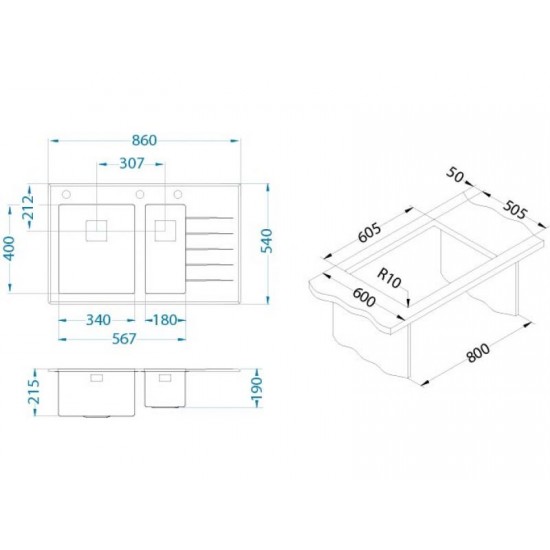 ALVEUS CRYSTALIX 20 INOX - Pomivalno korito z odcejalnikom levo