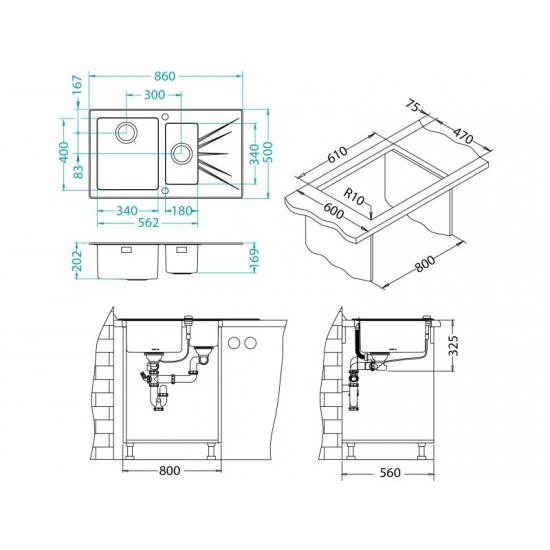 ALVEUS KARAT 20 INOX - Pomivalno korito z odcejalnikom desno