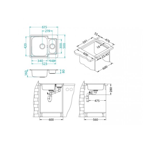 ALVEUS LINE 50 NAT INOX - Pomivalno korito brez odcejalnika