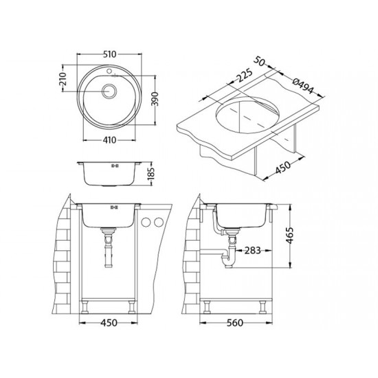 ALVEUS FORM 30 LEI INOX - Pomivalno korito brez odcejalnika