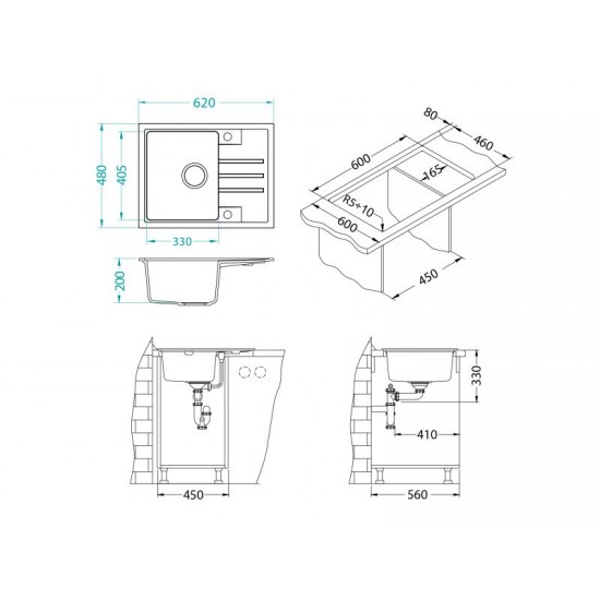 ALVEUS INTERMEZZO 30 CONCRETE G81 - Pomivalno korito z odcejalnikom