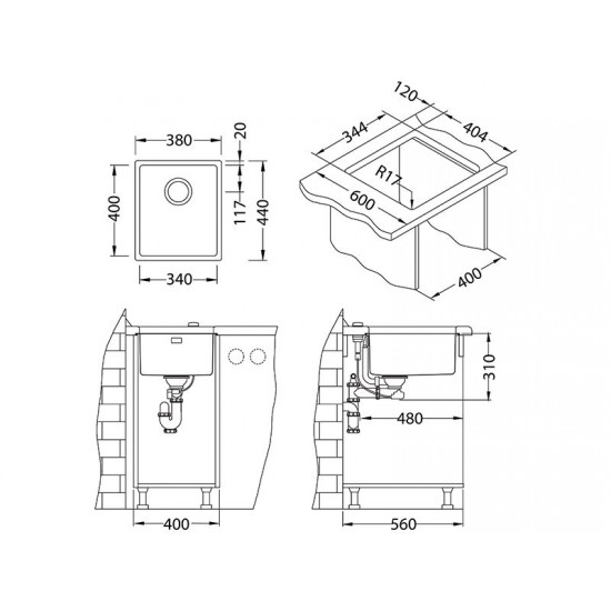 ALVEUS KOMBINO 20 INOX - Pomivalno korito brez odcejalnika