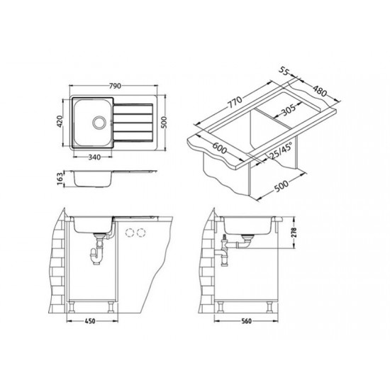 ALVEUS LINE 80 NAT FI90 INOX - Pomivalno korito z odcejalnikom