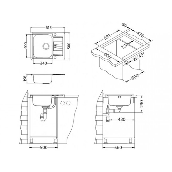 ALVEUS LINE MAXIM 60 INOX - Pomivalno korito z odcejalnikom