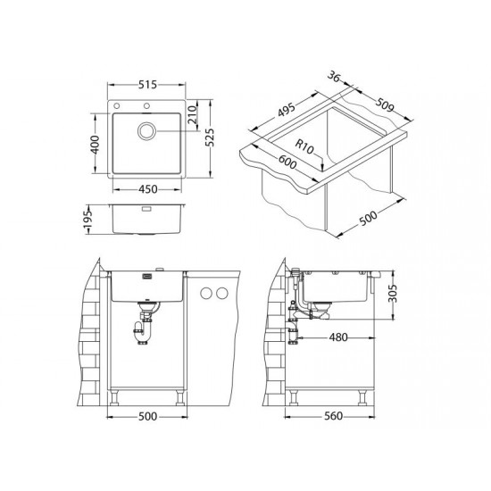 ALVEUS PURE 30 - MONARCH BRONZE - Pomivalno korito brez odcejalnika