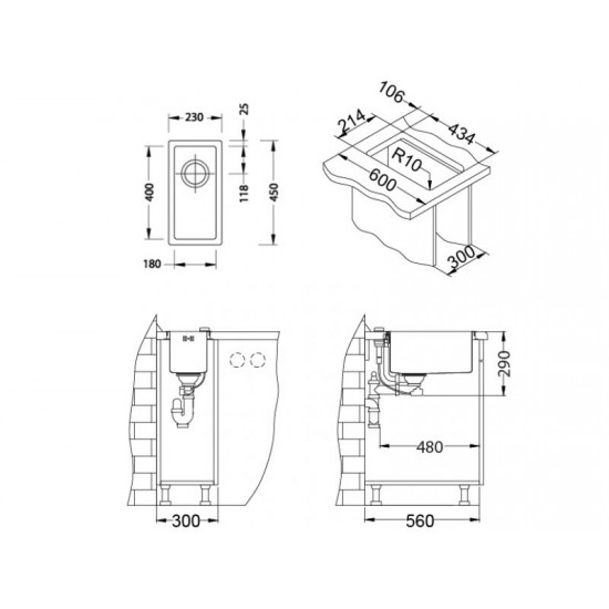 ALVEUS QUADRIX 10 INOX - Pomivalno korito brez odcejalnika