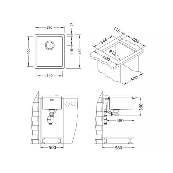 ALVEUS QUADRIX 20 - MONARCH COPPER - Pomivalno korito brez odcejalnika