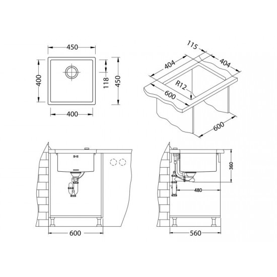 ALVEUS QUADRIX 30 INOX - Pomivalno korito brez odcejalnika