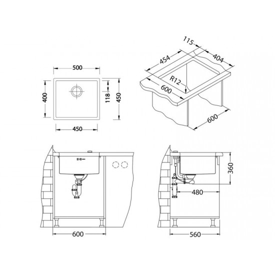 ALVEUS QUADRIX 40 INOX - Pomivalno korito brez odcejalnika
