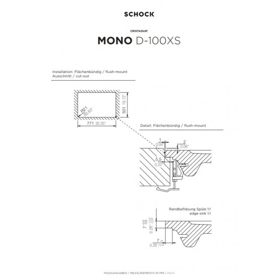 SCHOCK MONO D-100XS FB MAGMA - Pomivalno korito z odcejalnikom