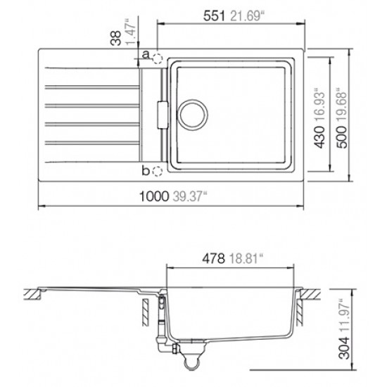 SCHOCK SIGNUS D-100L MAGMA - Pomivalno korito z odcejalnikom