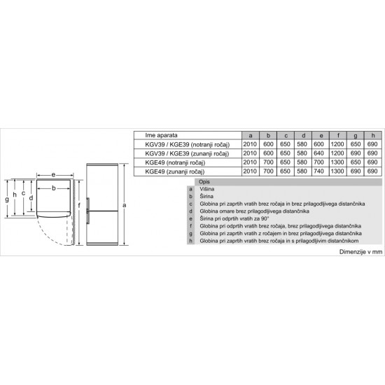 BOSCH KGE39AICA - Prostostoječi hladilnik z zamrzovalnikom spodaj Serie 6