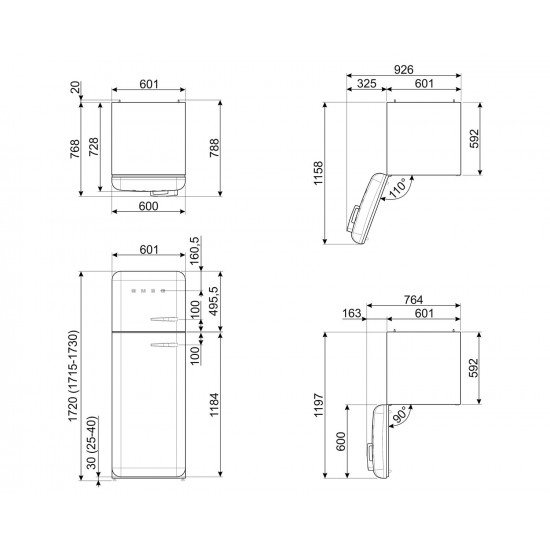 SMEG FAB30RBL5 - Prostostoječi hladilnik z zamrzovalnikom zgoraj