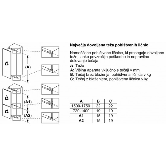 BOSCH KIV87VFE0 - Vgradni hladilnik z zamrzovalnikom spodaj