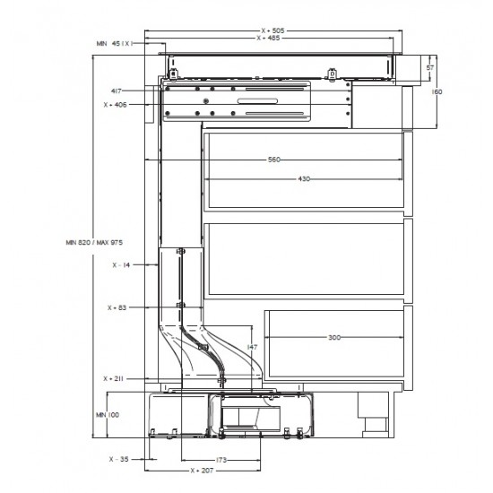 AIRFORCE Central 78 B2 Octa Telescopic - Kuhalna plošča z vgrajeno napo