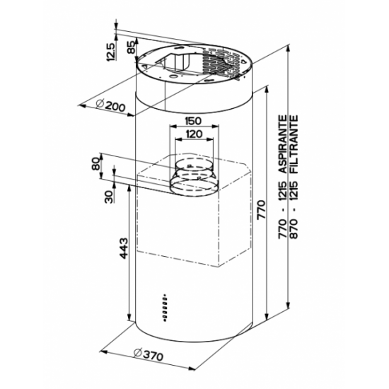 FABER CYLINDRA ISOLA EVO PLUS BK MATT A37 - Otočna napa