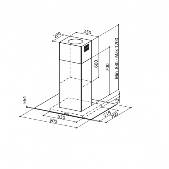 FABER GLASSY ISOLA/SP EV8 X/V NS A90 - Otočna napa