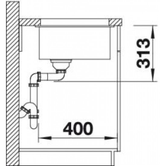 BLANCO SUBLINE 400-U ALUMINIJ - Pomivalno korito brez odcejalnika