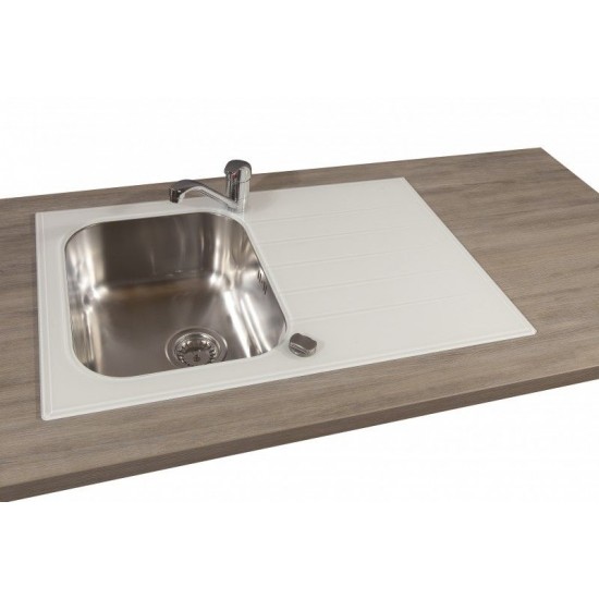 SINK SOLUTION S LINE 800*500 BELA - Pomivalno korito z odcejalnikom