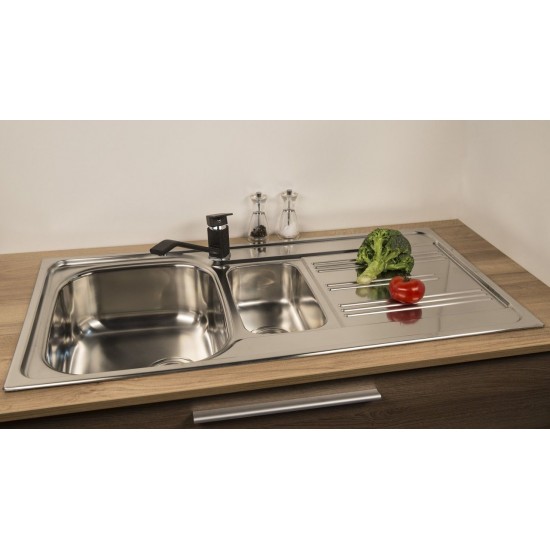 SINK SOLUTION A LINE 980*500 INOX - Dvojno pomivalno korito z odcejalnikom