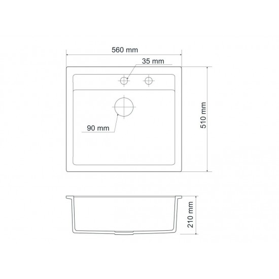 SINK SOLUTION NATURA 60 PLUS ČRNA - Pomivalno korito brez odcejalnika