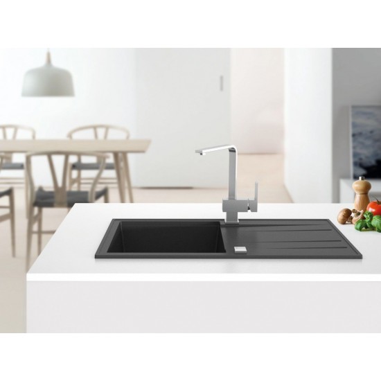 SINK SOLUTION NATURA 100 PLUS ČRNA - Pomivalno korito z odcejalnikom