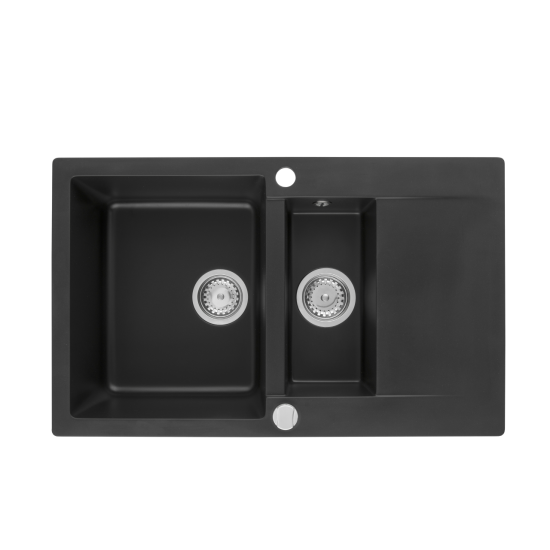 SINK SOLUTION NATURA 120 PLUS ČRNA - Pomivalno korito z odcejalnikom