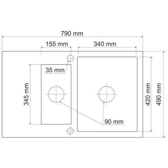 SINK SOLUTION NATURA 120 PLUS BELA - Pomivalno korito z odcejalnikom
