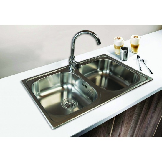 SINK SOLUTION A LINE 800*500 INOX - Dvojno pomivalno korito brez odcejalnika