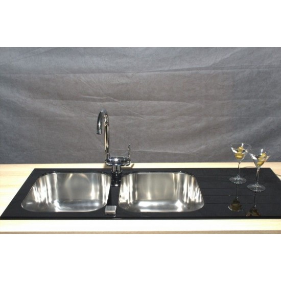 SINK SOLUTION S LINE 1160*500 ČRNA - Pomivalno korito z odcejalnikom