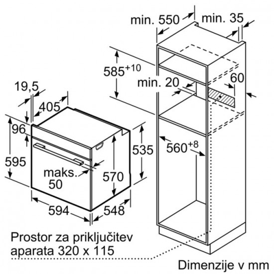 BOSCH HBG5780W0 - Vgradna pečica Serie 6