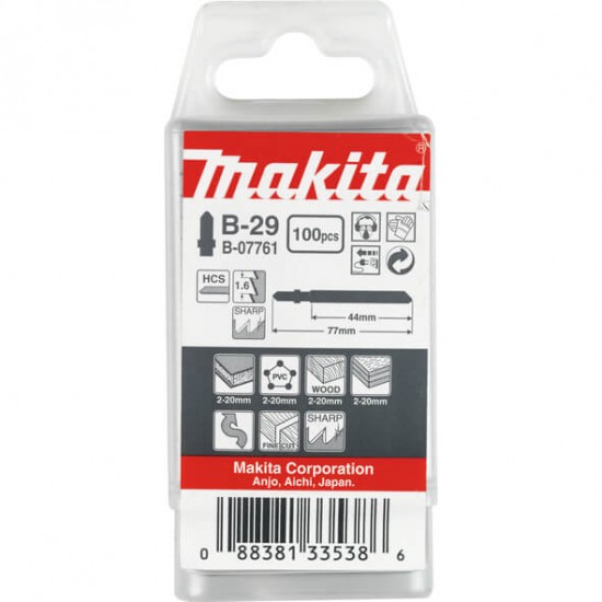 MAKITA B-07761 - Žagin list HCS za vbodno žago, 44 mm, 77 zob, 100 kos/pk