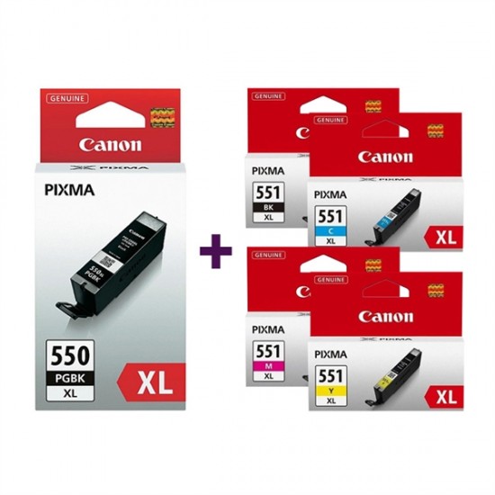 Canon CLI-551 XL (BK-C-M-Y) - PGI-550BK XL (črna) - Original komplet kartuš