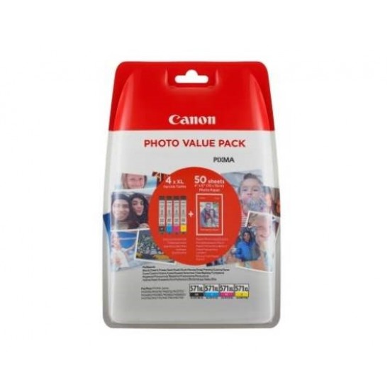 Canon CLI-571 XL (BK-C-M-Y) - papir (0332C005AA) - Original komplet kartuš