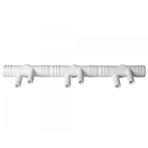 3/4" M+ rebrasti razdelilnik, 6 priključkov 3/8" M+