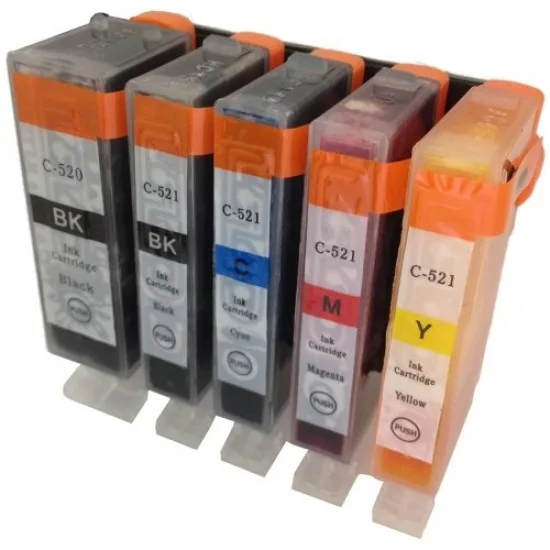 Canon CLI-521 BK-C-M-Y - PGI-520BK - Kompatibilen komplet kartuš