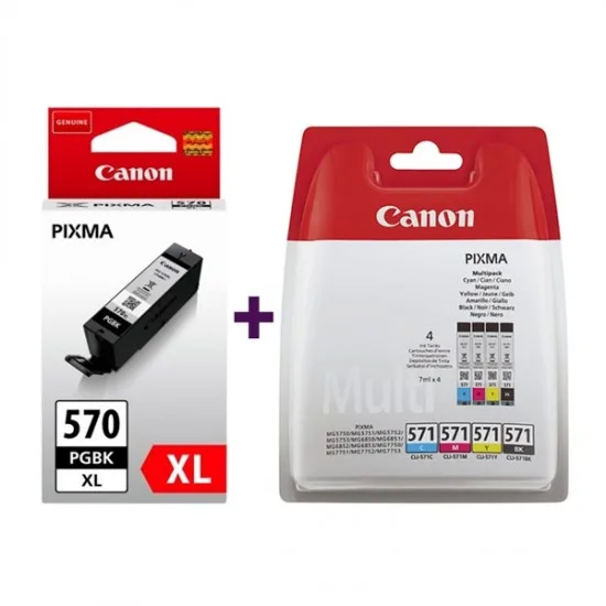 Canon CLI-571 (BK-C-M-Y) - PGI-570BK XL (črna) - Original komplet kartuš