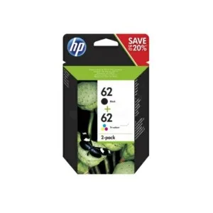 HP N9J71AE (nr.62 BK - CMY) dvojno pakiranje - Original komplet kartuš