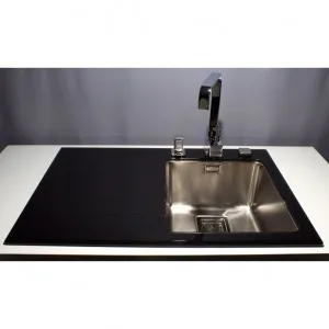 SINK SOLUTION X LINE 860*540 BELA - Pomivalno korito z odcejalnikom levo