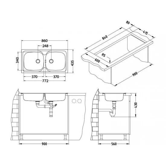 ALVEUS BASIC 70 INOX - Pomivalno korito brez odcejalnika