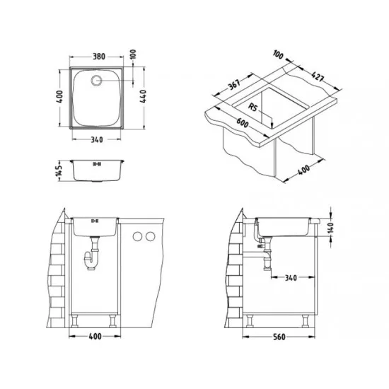 ALVEUS BASIC 10 LEI FI60 INOX - Pomivalno korito brez odcejalnika