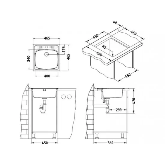 ALVEUS BASIC 130 INOX - Pomivalno korito brez odcejalnika