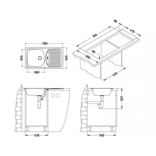 ALVEUS BASIC 150 LEI FI60 INOX - Pomivalno korito z odcejalnikom