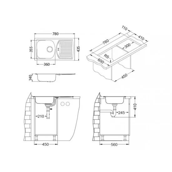 ALVEUS BASIC 150 NAT FI90 INOX - Pomivalno korito z odcejalnikom